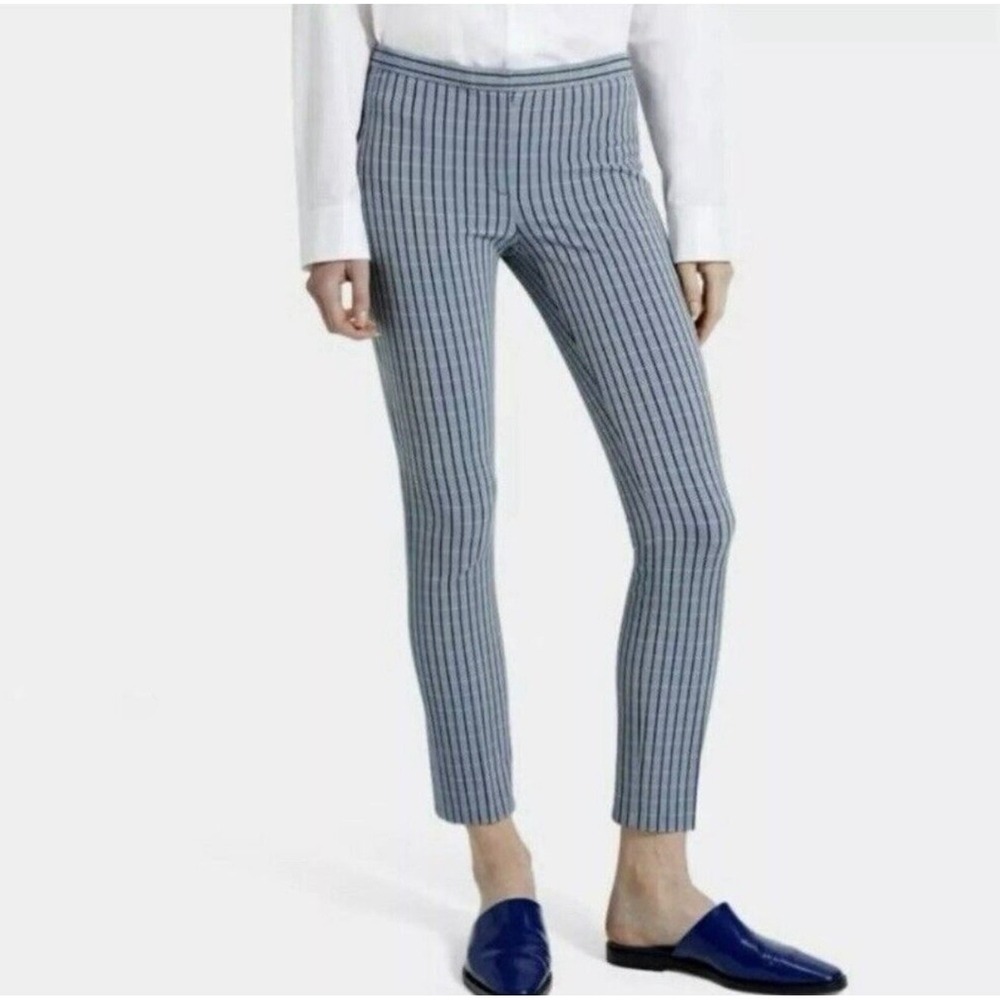 Theory Screen Viscose Classic Skinny Pants Navy Stripe Size 6 New‎